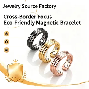 Anillo de Magnetoterapia de Aleación de Zinc Retro Hombre Mujer Diseño Roscado Abierto Ajustable Anillo de Dedo de Salud Joyería Magnética Geométrica