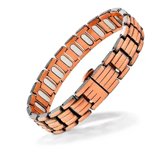 Bracelet de Thérapie Magnétique en Alliage de Zinc pour Hommes Chaîne à Maillons Géométriques Bracelet Style Rétro Avec Boucle Papillon Finition Polie