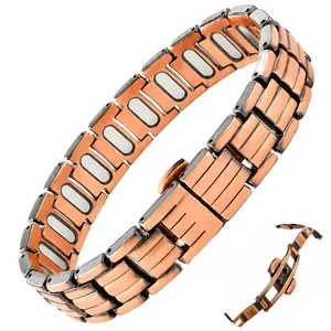 Bracelet de thérapie magnétique élégant or rose et noir avec fermoir amélioré