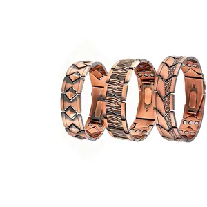 Vintage Zinc Alloy Magnetic Therapy Bracelet For Men Geometric Fish Scale Pattern Watchband Buckle Healthcare Jewelry Bracelet Gift