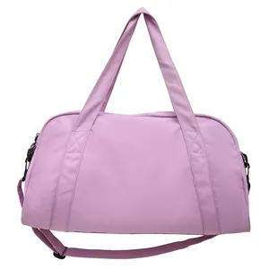 High-capacity lavender duffle bag for fitness and short trips with shoulder strap