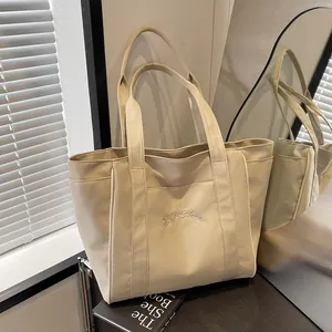 Bolso Tote de Tela Oxford de Nailon de Gran Capacidad para Mujer Bordado de Letras de Moda Bolso de Hombro Versátil para Viaje de Trabajo