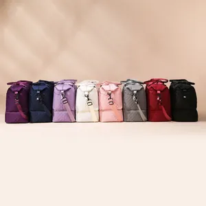 Quilted diamond pattern travel bags in 8 colors with shoe compartment and straps