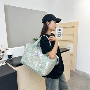 Bolsa de viaje verde claro de gran capacidad para fitness y viajes cortos estilo