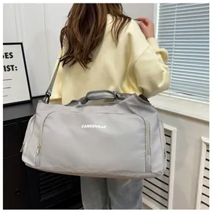 Large capacity grey travel bag with shoulder strap for gym fitness and weekend trips