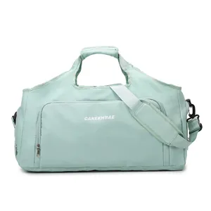 Mint green large capacity travel duffel bag for gym and weekend trips with strap