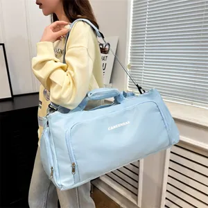 Large capacity light blue travel duffle bag for fitness, yoga, and short business trips