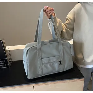 High-quality sage green large capacity nylon tote bag for yoga and weekend travel.