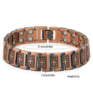 Detailansicht der Abmessungen für das kupferne Magnetarmband im Retro-Kreuzdesign