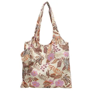 Floral printed canvas tote bag with matching pouch and large capacity design