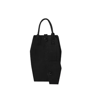 Stylish gothic black coffin-shaped handbag set with matching mini pouch for students