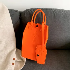Coffin Shaped Felt Tote Bag And Mini Pouch Cross Embossed Gothic Handbag For Women Student Commute Halloween Fashion Bag