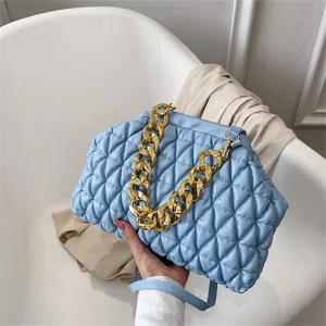 Damen Rautenmuster Kette Handtasche Hochwertiges PU Leder Schulter Umhängetasche Cloud Bag Nischen Design Handtasche Für Den Alltag