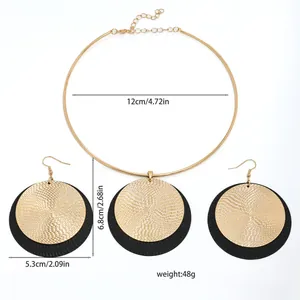 Tabla detallada de tamaños y pesos del conjunto de joyas retro de metal para mujer.