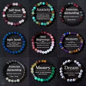 Natural Stone Beaded Bracelet Mixed Materials Tiger's Eye Crystal Hand-Beaded Elastic Healing Bracelet For Women Men Fashion Jewelry Gift