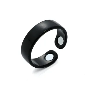 Bague magnétique réglable noire pour hommes et femmes bijoux de couple simples