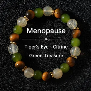 Natural tiger's eye and citrine beaded bracelet for menopause relief
