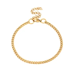 Elegant gold stainless steel Cuban link chain necklace for men in hip-hop style.