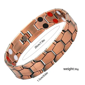 Dimensions and weight detail for men's copper magnetic hexagonal link bracelet.
