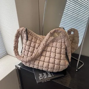 Women Large Capacity Bubble Puffer Tote Bag Fashion Quilted Oxford Cloth Shoulder Bag Casual Versatile Commuter Handbag