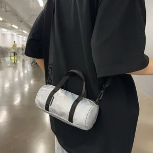 Silver holographic mini crossbody bag for trendy street style and daily storage