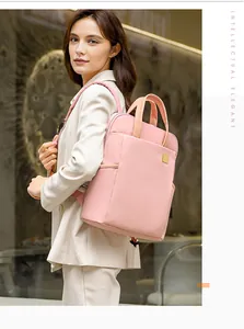 Elegant pink square backpack with large capacity for women's travel and daily commute