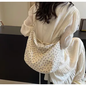 Bolso tote de lona con estampado floral vintage para mujer con correa de hombro ajustable