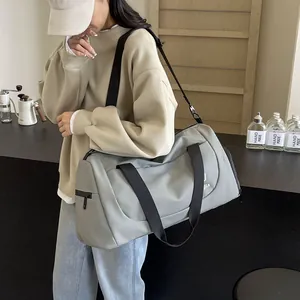 Stylish large capacity gray travel duffel bag for short business trips and hospital stay