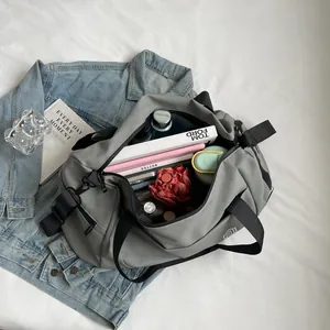 Large capacity gray travel duffle bag for short trips and hospital stays for women