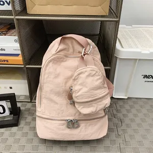 Dames Mode Lichtgewicht Nylon Rugzak Set Met Afneembare Kleine Portemonnee Casual Reizen Schoudertas Grote Capaciteit Straat Trendy Schooltas