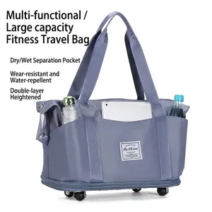 Foldable Large Capacity Rolling Travel Bag Waterproof Expandable Duffel Bag With Wheels Luggage Tote Bag For Women Men Weekend Gym Overnight Bag