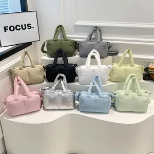 Women Lightweight Puffer Tote Bag Quilted Padded Shoulder Bag Minimalist Commuter Handbag Crossbody Bag With Adjustable Strap