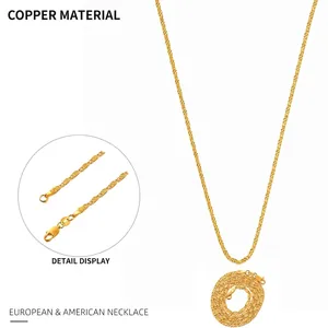 Minimalistische Kupfer Gold Silber Plattiert Flache Gliederkette Halskette Für Herren Damen Mode Hochwertiger Geometrischer Schmuck