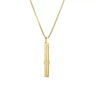 Gold mindfulness breathing whistle necklace with spinning bead for anxiety relief