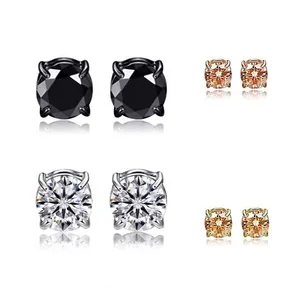 Multi-color magnetic non-pierced zircon stud earrings for men and women