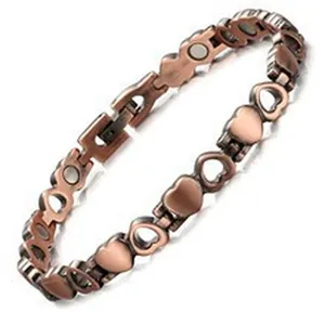Vintage Kupfer Magnetarmband mit romantischen herzförmigen Gliedern für Paare und Damen