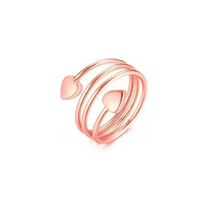 Detailopname van de roségouden hartring met gewikkeld ontwerp en magnetische uiteinden.