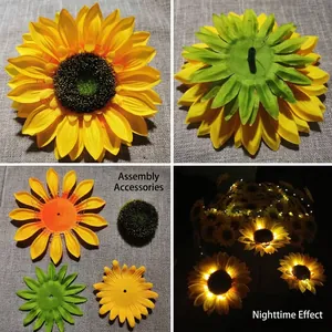 Solar LED artificial sunflower light components for garden outdoor landscape lighting