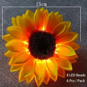 LED solar simulation sunflower lamp accessory with 8 LEDs, 15cm diameter, 6 pack set