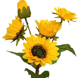 Ramo de girasoles artificiales para decoración del hogar y centro de mesa de comedor.