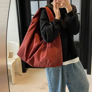 Bolso Bandolera de Poliéster de Gran Capacidad para Mujer Minimalista Casual de Color Sólido Hobo Tote Bag para Viajes Estudiante