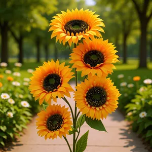 Langstielige Künstliche Sonnenblume Mehrköpfige Seidenstoffblume Für Hochzeitsdeko Pastoraler Stil Künstliche Sonnenblume Foto-Requisite
