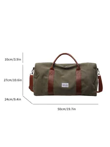 Große olivgrüne Reisetasche aus Canvas, 50x27x24 cm, ideal für Fitness oder Reisen
