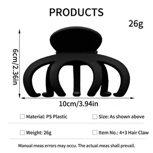 Spécifications détaillées de la grande pince à cheveux citrouille noire mate avec taille.