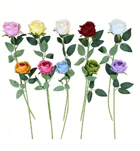 Set of colorful artificial roses with realistic petals for wedding and home decoration