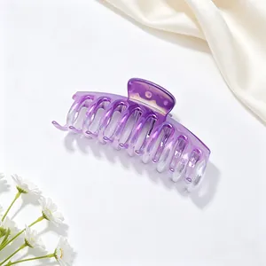 Detailed close-up of purple gradient hair claw clip with smooth electroplated finish