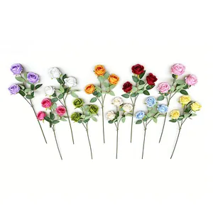 Variedad de rosas de perlas artificiales de tres cabezas para decoración de hogares