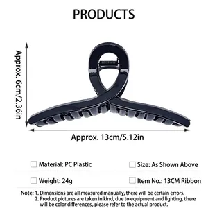 Detailed specifications and dimensions for 13cm high quality black PC hair claw clip