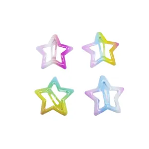 Lot de quatre barrettes en forme d'étoile avec dégradé de couleurs au style Y2K