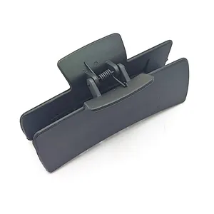 Detail shot of a matte black 11cm square hair claw clip on a plain white background.